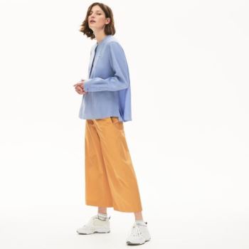 Lacoste Buttoned Mao Collar Linen Blouse Dámské - Šortky Fialové | CZ-1r2UB5